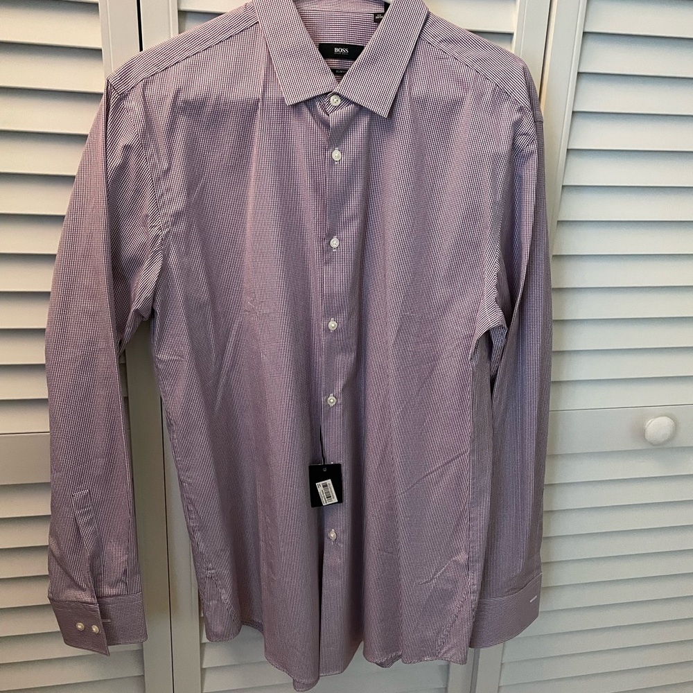 Hugo Boss Purple Dress Shirt Long-Sleeved